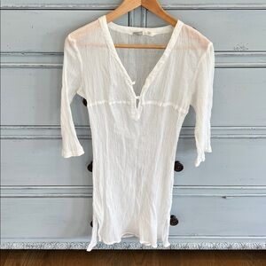 Athleta White Textured Top cover up